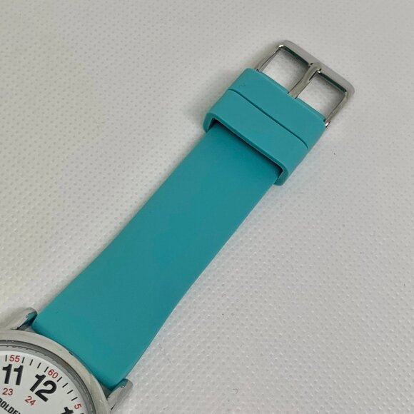 Golden hour quartz analog watch easy reader 38mm silver tone light blue running - Picture 3 of 5